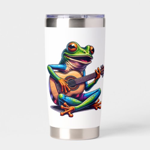 Cute Frog Playing a Guitar Personalized Insulated Tumbler