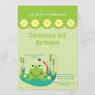 Cute Frog Pond Birthday Party Invitation