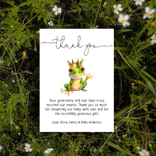 Cute Frog Prince Baby Shower Thank You