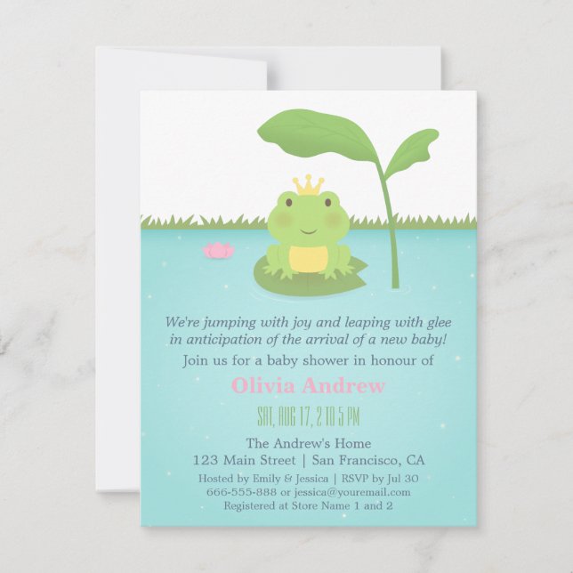 Cute Frog Prince Boy Baby Shower Invitations (Front)