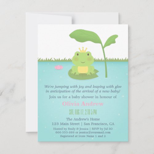 Cute Frog Prince Boy Baby Shower Invitations