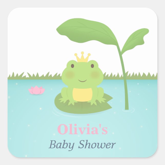 Cute Frog Prince Boy Baby Shower Labels (Front)