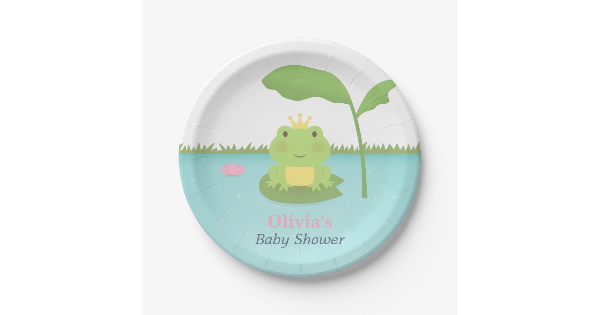 Cute Frog Prince Boy Baby Shower Supplies Paper Plate Zazzle Com