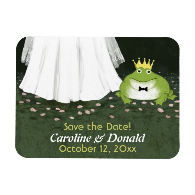 Cute Frog Prince Humorous Wedding Save the Date Magnet (Horizontal)