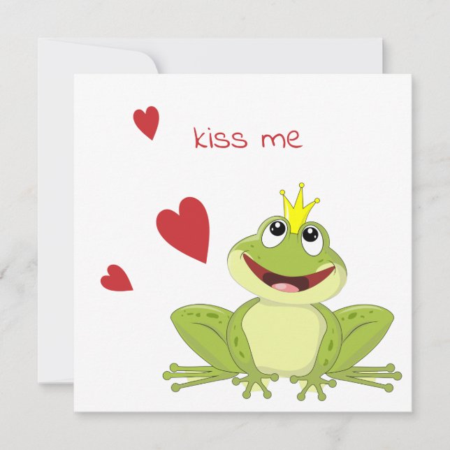 Cute Frog Prince Kiss Me Holiday Card (Front)