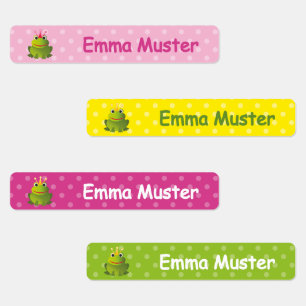 Cute Frog Prince - pink yellow green   96 narrow Kids' Labels