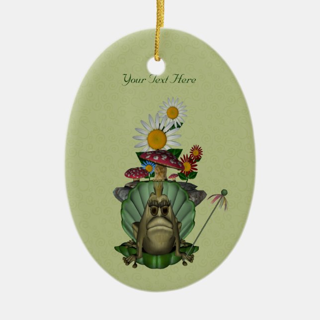 Cute Frog Princess Customizable Ornament (Front)