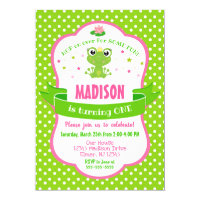 Cute Frog Princess Invitation for a Girl