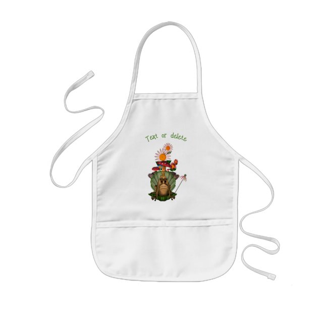 Cute Frog Princess On Throne Personalized Kids' Apron (Front)
