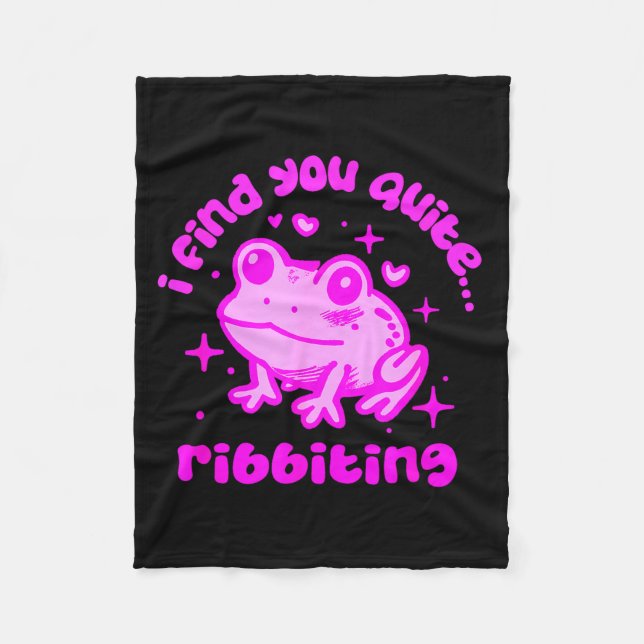 Cute Frog Pun Ribbiting Frog Lovers Quote Design  Fleece Blanket (Front)