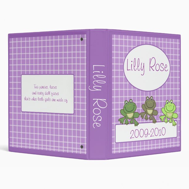 CUTE FROG PURPLE GIRL PHOTO ALBUM SCRAPBOOK BINDER (Background)