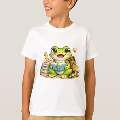 Cute Frog Reading - Back To School T-Shirt