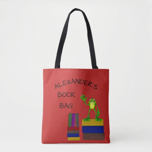 Cute Frog Reading Book Tote Bag