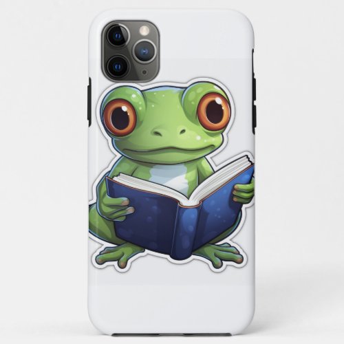 Cute Frog Reading Sticker iPhone 11 Pro Max Case