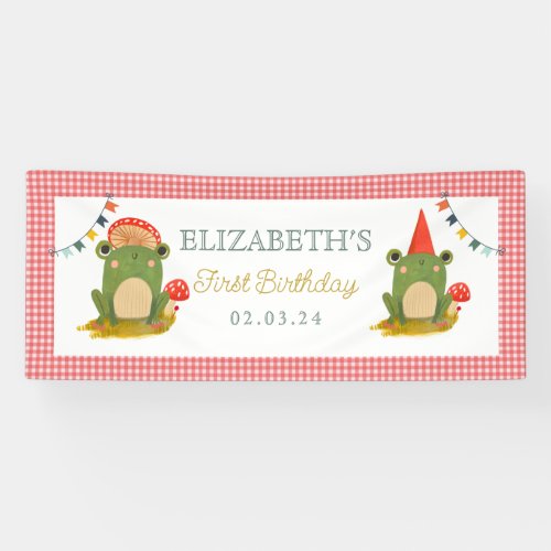 Cute Frog Red hat mushroom Banner