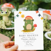 Cute Frog Red hat mushroomCute Baby Shower  Invitation