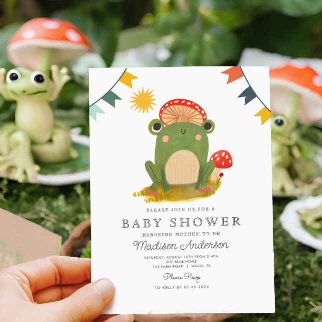 Cute Frog Red hat mushroomCute Baby Shower  Invitation (Creator Uploaded)