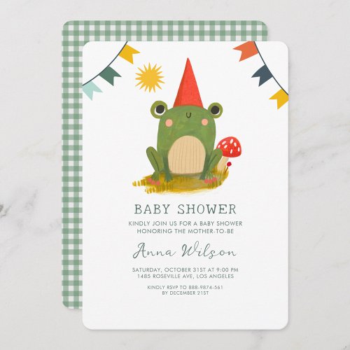 Cute Frog Red hat mushroomCute Baby Shower  Invitation