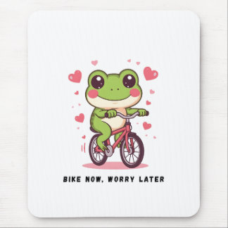 Cute Frog Riding Bicycle | Funny Frog Lover Gift Mouse Pad