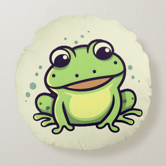 Cute frog  round pillow (Front)