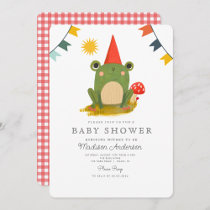 Cute Frog Sage Green Cute Baby Shower  Invitation