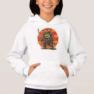 Cute Frog Samurai Cartoon Animal Warrior Design Hoodie