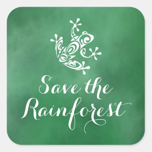 Cute Frog Save the Rainforest Square Sticker