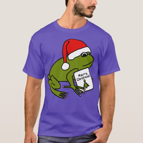 Cute Frog Says Merry Christmas T_Shirt