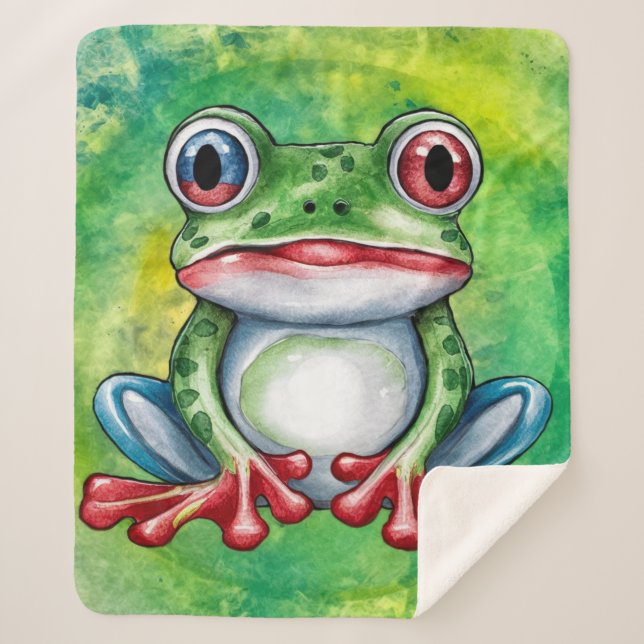 Cute Frog Sherpa Blanket (Front)
