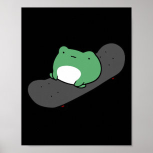 Cute Frog Skateboarding Poster