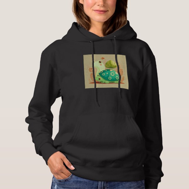Cute Frog Snail Illustration Shell Friends Women K Hoodie (Front)