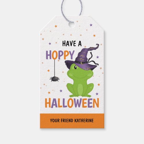 Cute Frog  Spider Kids Hoppy Halloween Favor Tags