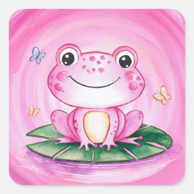 Cute Frog Square Sticker (Front)
