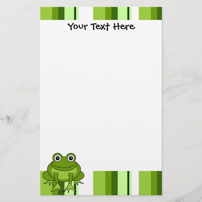 Cute Frog Striped Stationery