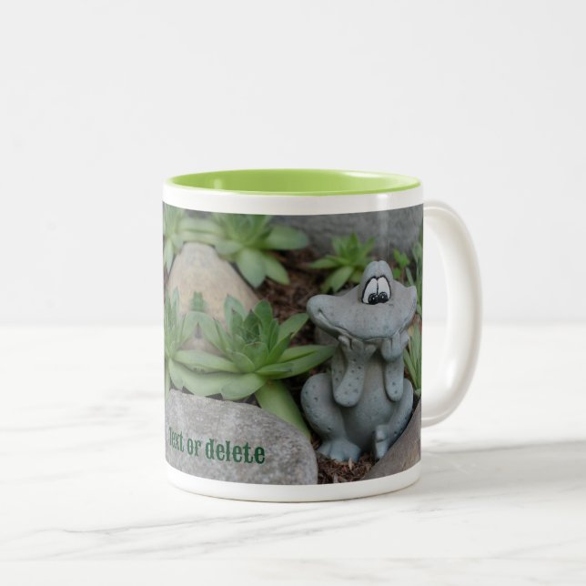 Cute Frog Succulent Garden Personalized Two-Tone Coffee Mug (Front Right)