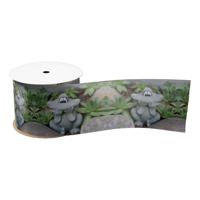 Cute Frog Succulent Garden  Satin Ribbon (Spool)