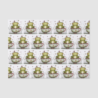 Cute Frog Teacup Wildflower Red Bird Tissue Paper