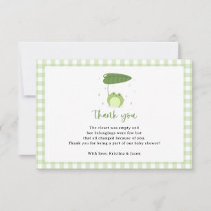 Cute Frog Theme Baby Shower Small Thank You Card