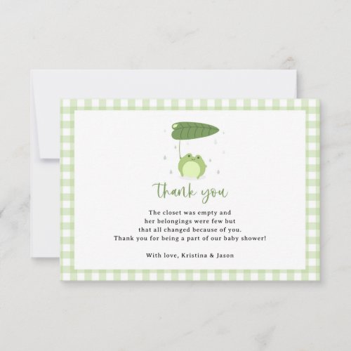 Cute Frog Theme Baby Shower Small Thank You Card