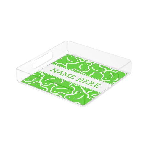 Cute Frog Theme Custom Name Acrylic Tray