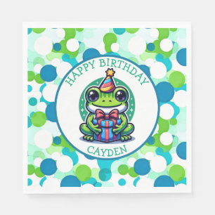 Cute Frog Themed Boy's Birthday Boy Napkins