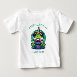 Cute Frog Themed Boy's Birthday Boy Personalized Baby T-Shirt