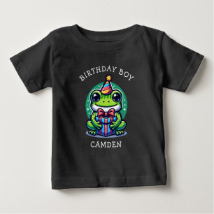 Cute Frog Themed Boy's Birthday Boy Personalized Baby T-Shirt