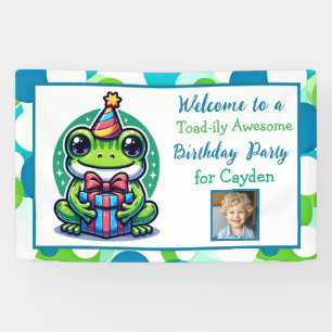 Cute Frog Themed Boy's Birthday Party Banner