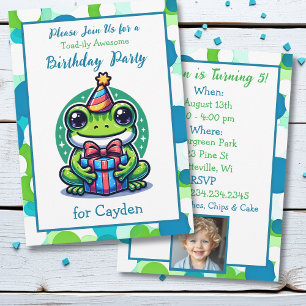 Cute Frog Themed Boy's Birthday Party Invitation