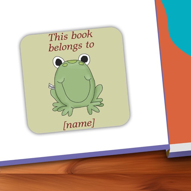 Cute Frog This Book Belongs To Book Plate Sticker (Personalized Cute Frog This Book Belongs To Book Plate Sticker)