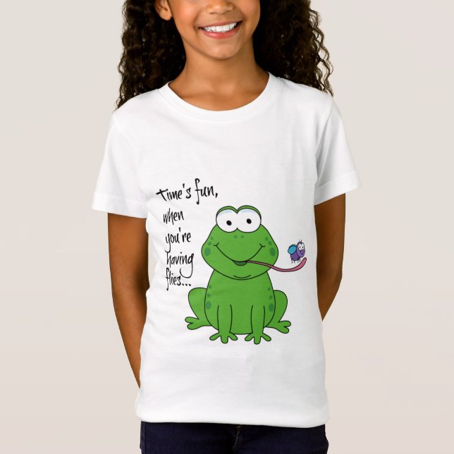 Cute Frog; Time's fun when you're having flies... T-Shirt (Front)