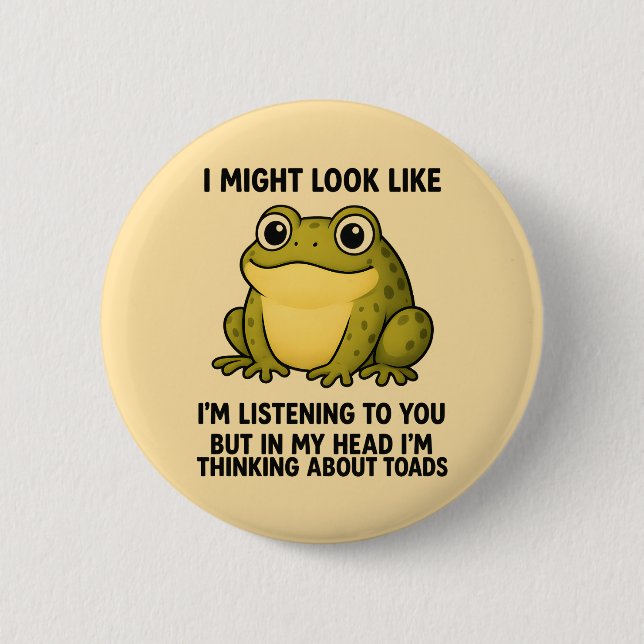 Cute Frog Toad ADHD Humor Meeting Survival Gift Button (Front)