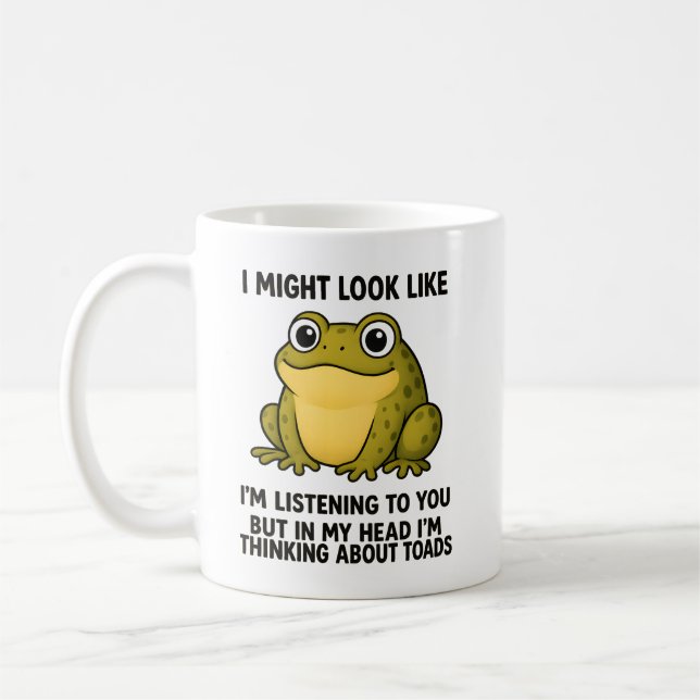 Cute Frog Toad ADHD Humor Meeting Survival Gift Coffee Mug (Left)