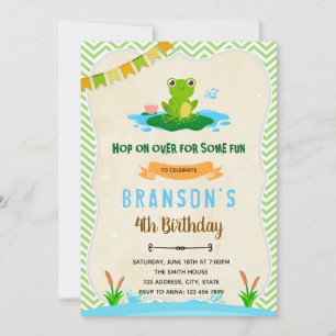 Cute frog toad birthday party invitation